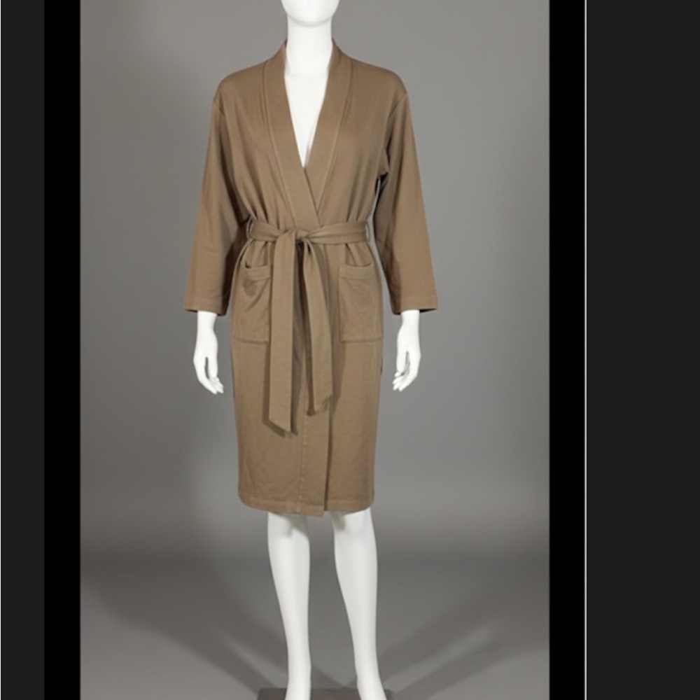 Eileen Fisher Straight Long Cardigan Camel XS Midi Coatigan Normcore Lagenlook